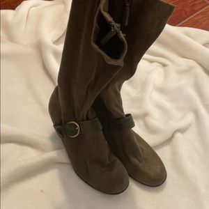 Green Calf High Boots